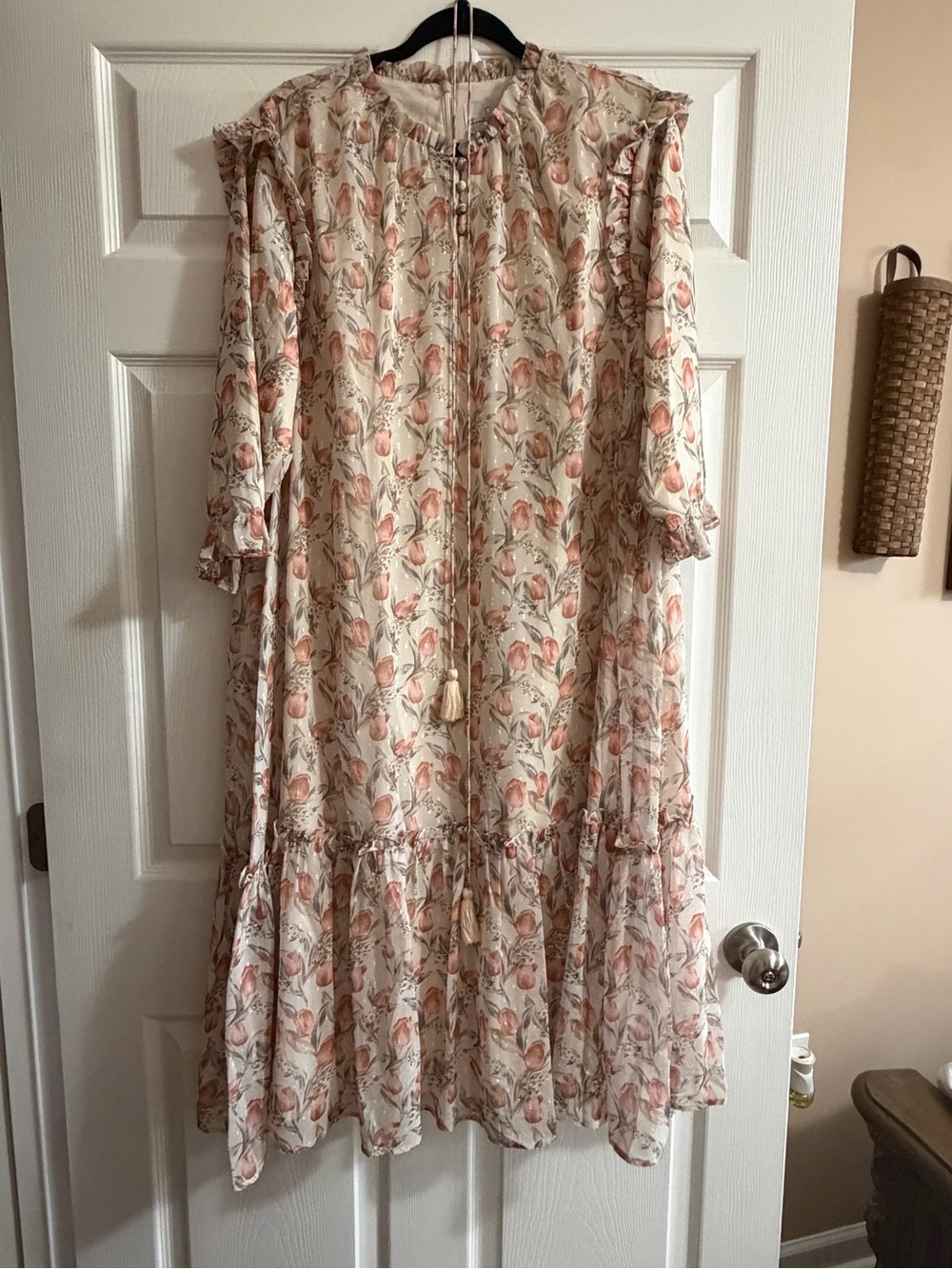 Dainty Jewells Cream Midi Dress with Blush Floral Print